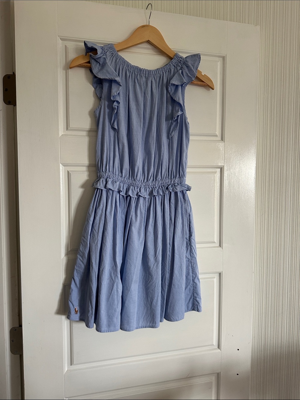 Polo by Ralph Lauren Light Blue Ruffle-Trim Casual Dress